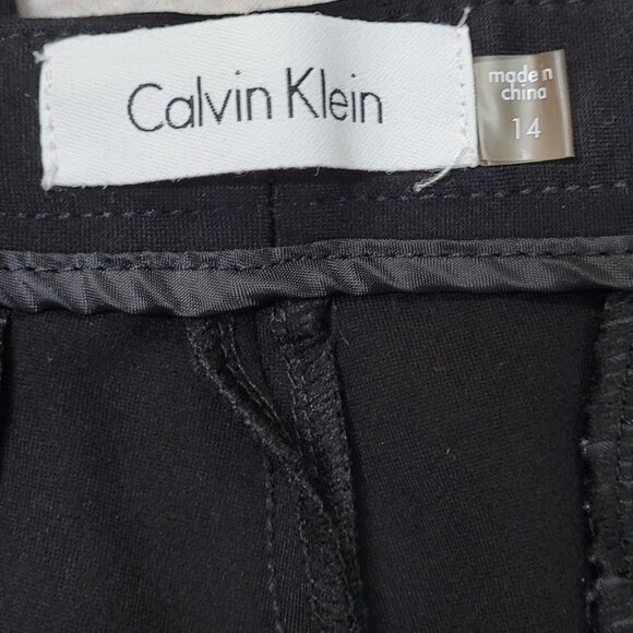 Calvin Klein Black Dress Pants 14 Mid-Rise Trousers Warm Winter Workwear - Picture 2 of 5